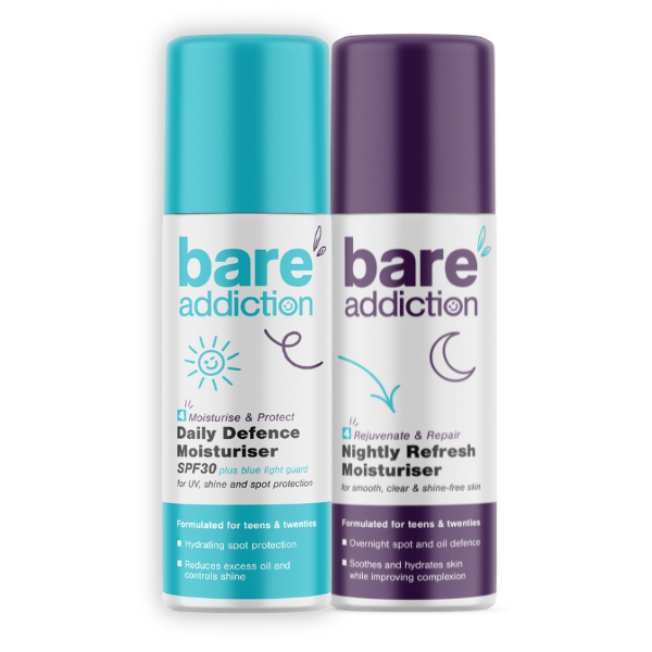 Bare Addiction zestaw: krem na dzień z SPF30, 50 ml + krem na noc do cery tłustej i trądzikowej, 50 ml