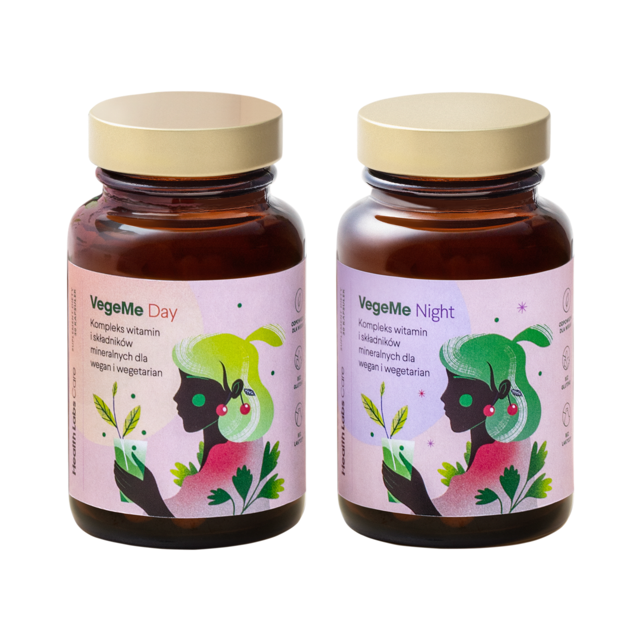 Health Labs Care VegeMe zestaw: suplement diety uzupełnienie diety roślinnej Day, 30 kaps./1 opak. + suplement diety uzupełnienie diety roślinnej N...