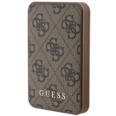 Powerbank GUESS 4G Leather Metal Logo 5000 mAh 15W Brązowy