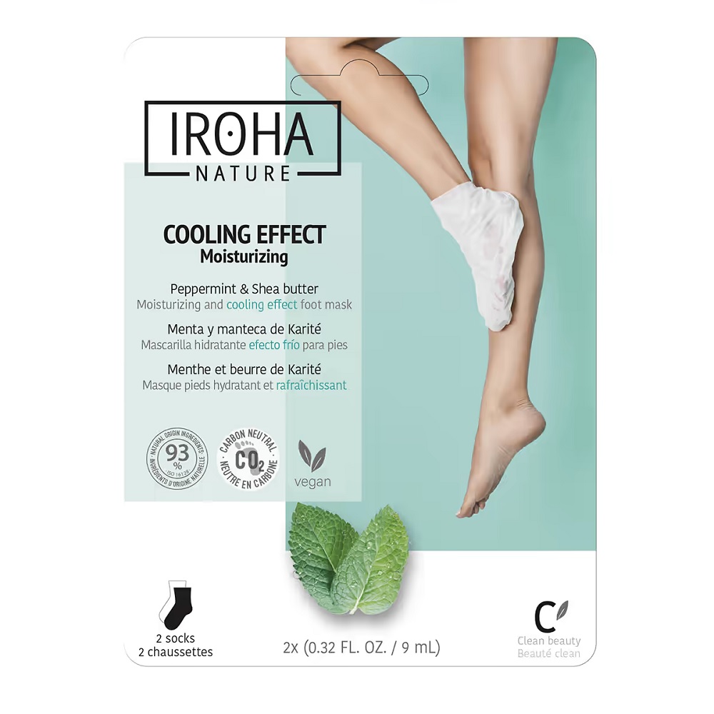 Iroha Nature Cooling Effect nawilżająco-chłodząca maseczka do stóp w formie skarpet Peppermint & Shea Butter, 2x9 ml/1 opak.