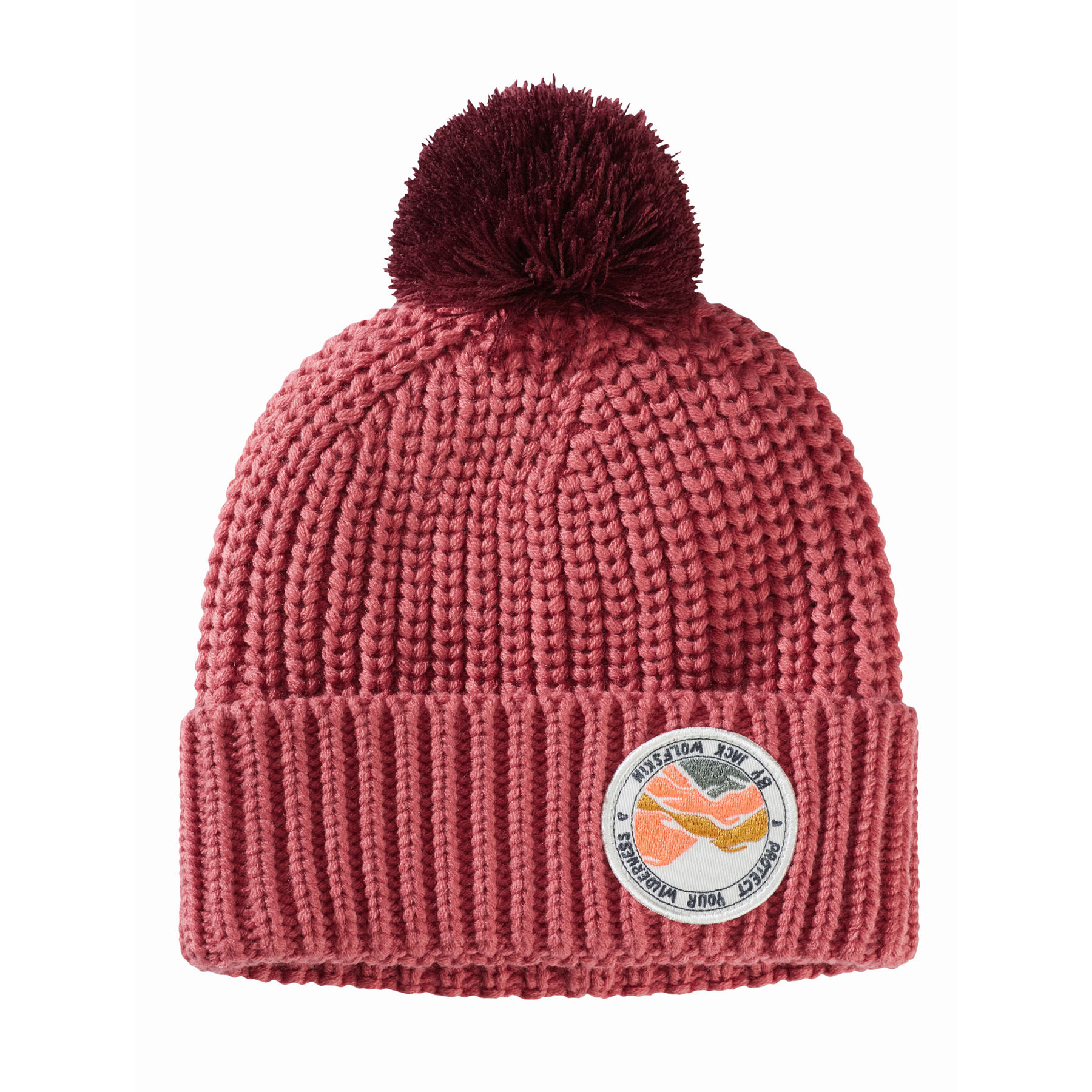 Dziecięca czapka zimowa Jack Wolfskin POMPOM BADGE BEANIE K soft pink - S