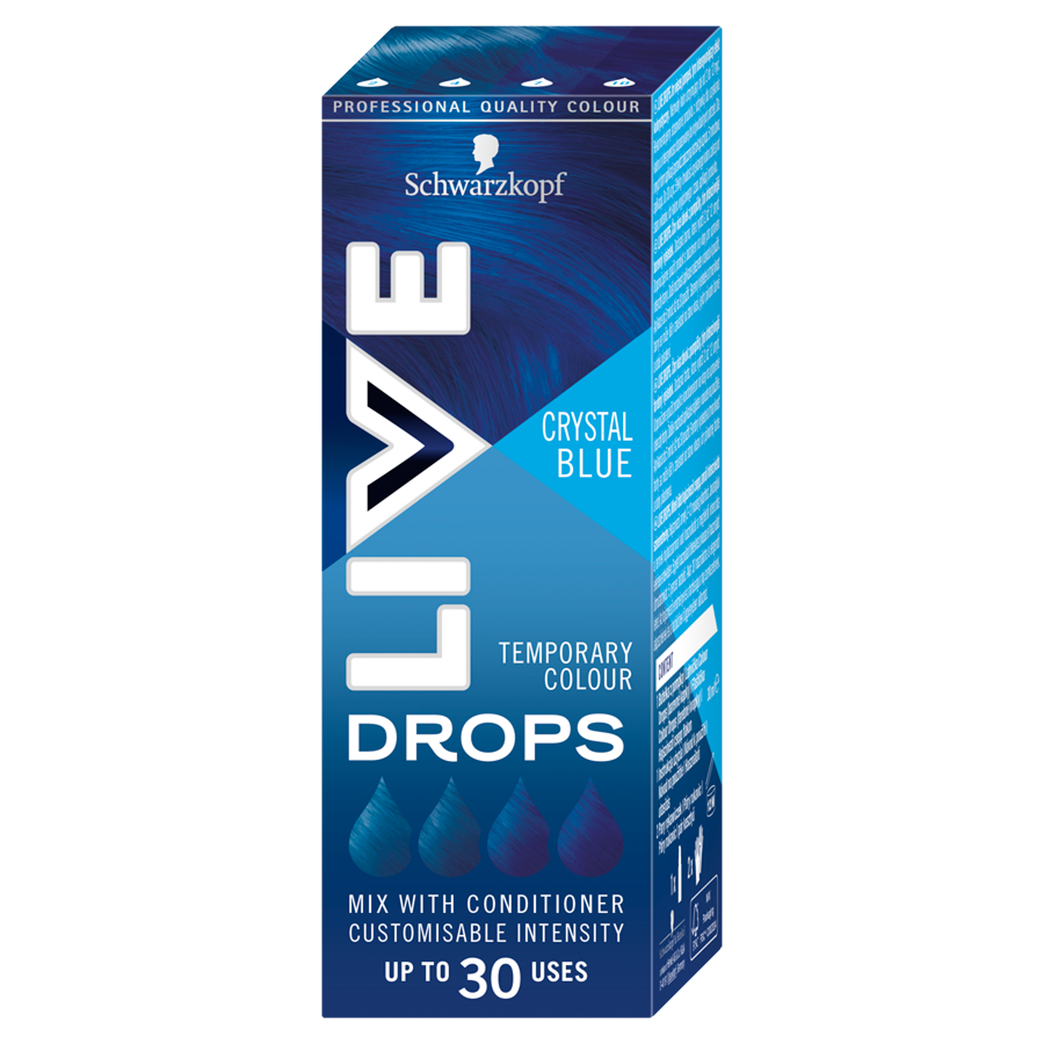 Live Drops półtrwała farba do włosów crystal blue, 30 ml