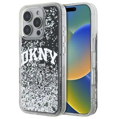 Etui DKNY Liquid Glitter Arch Logo do Apple iPhone 16 Pro Czarny