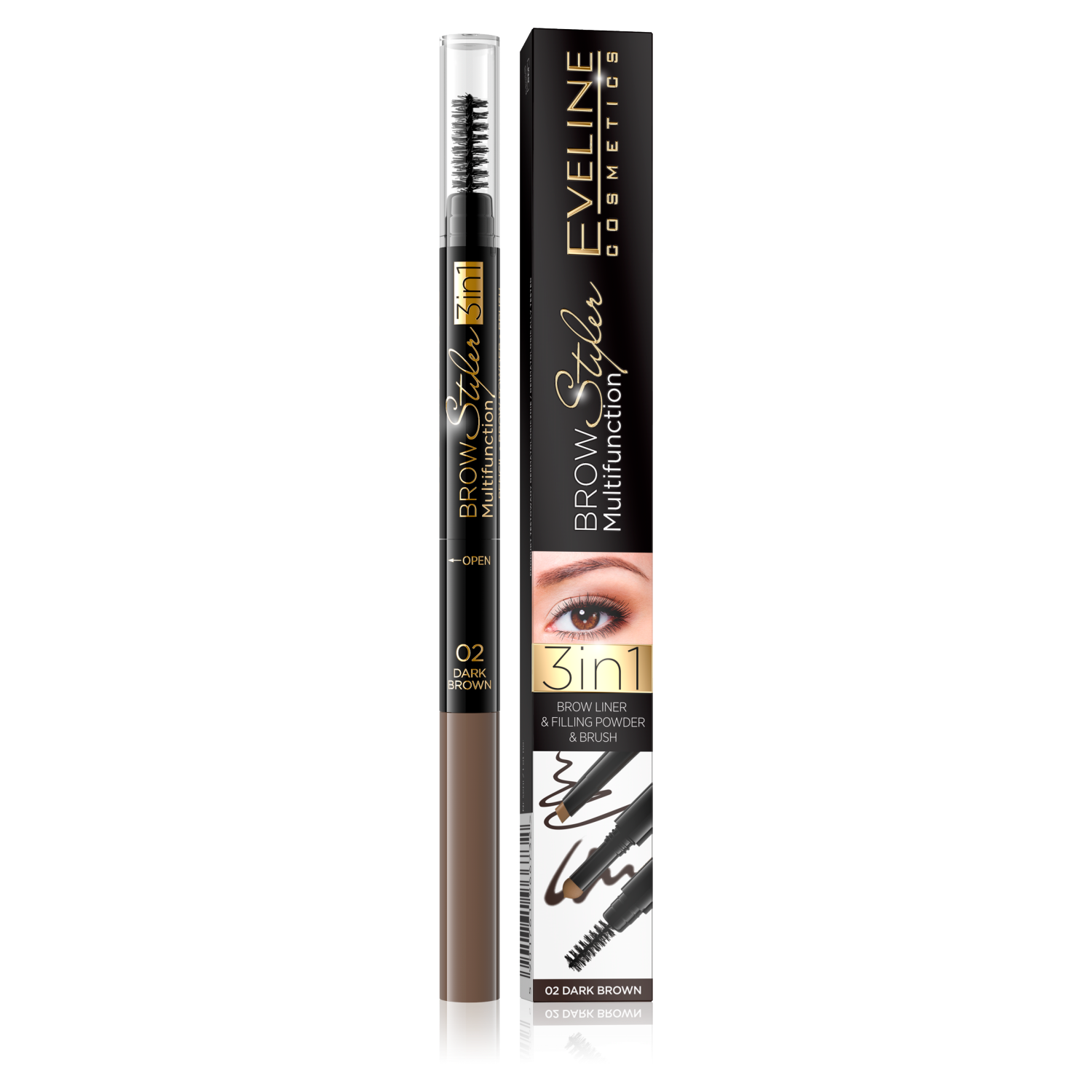 Eveline Cosmetics Brow Multifunction Style kredka do brwi dark brown 02, 5 g