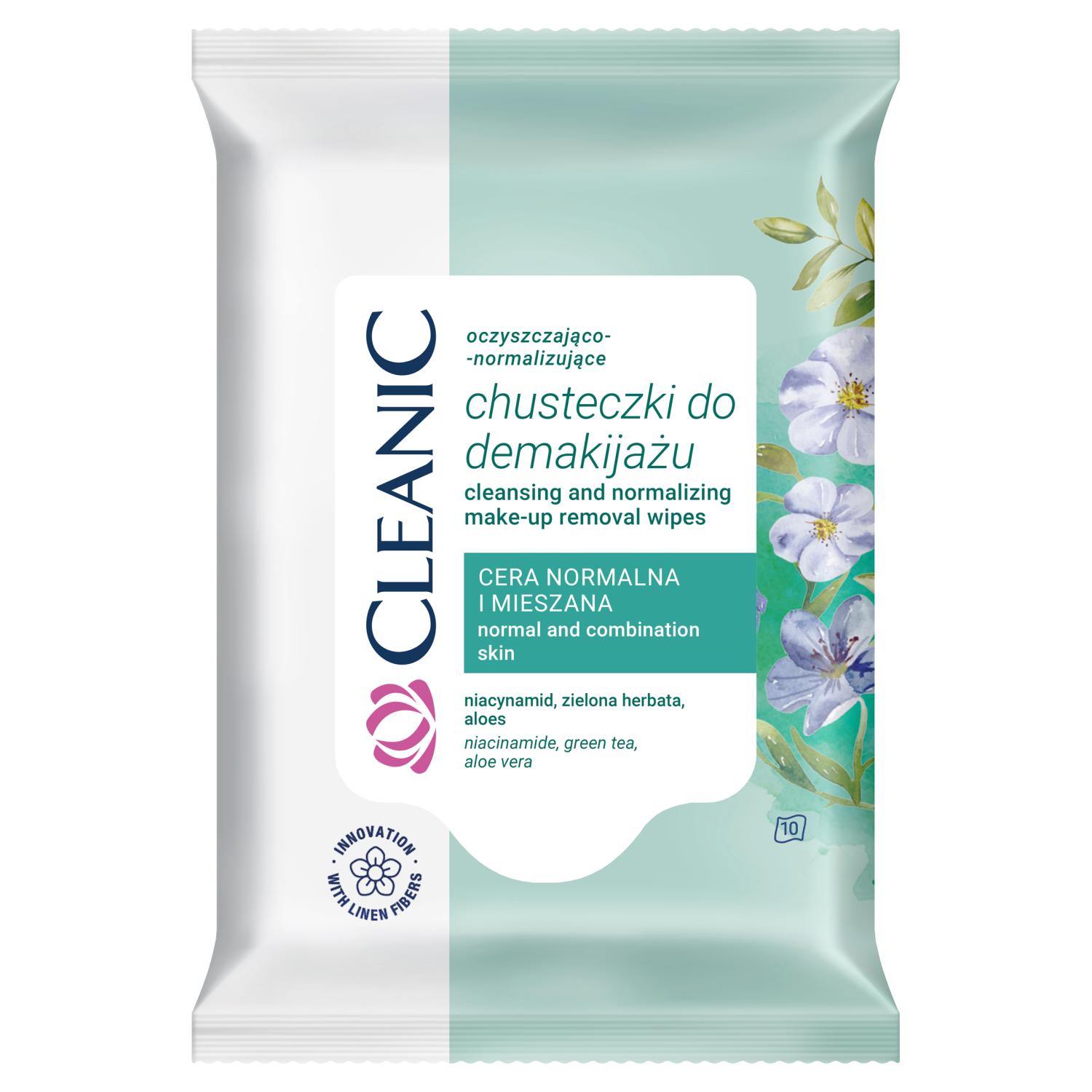 Cleanic oczyszczająco-normalizujące chusteczki do demakijażu, 10 szt./1 opak.