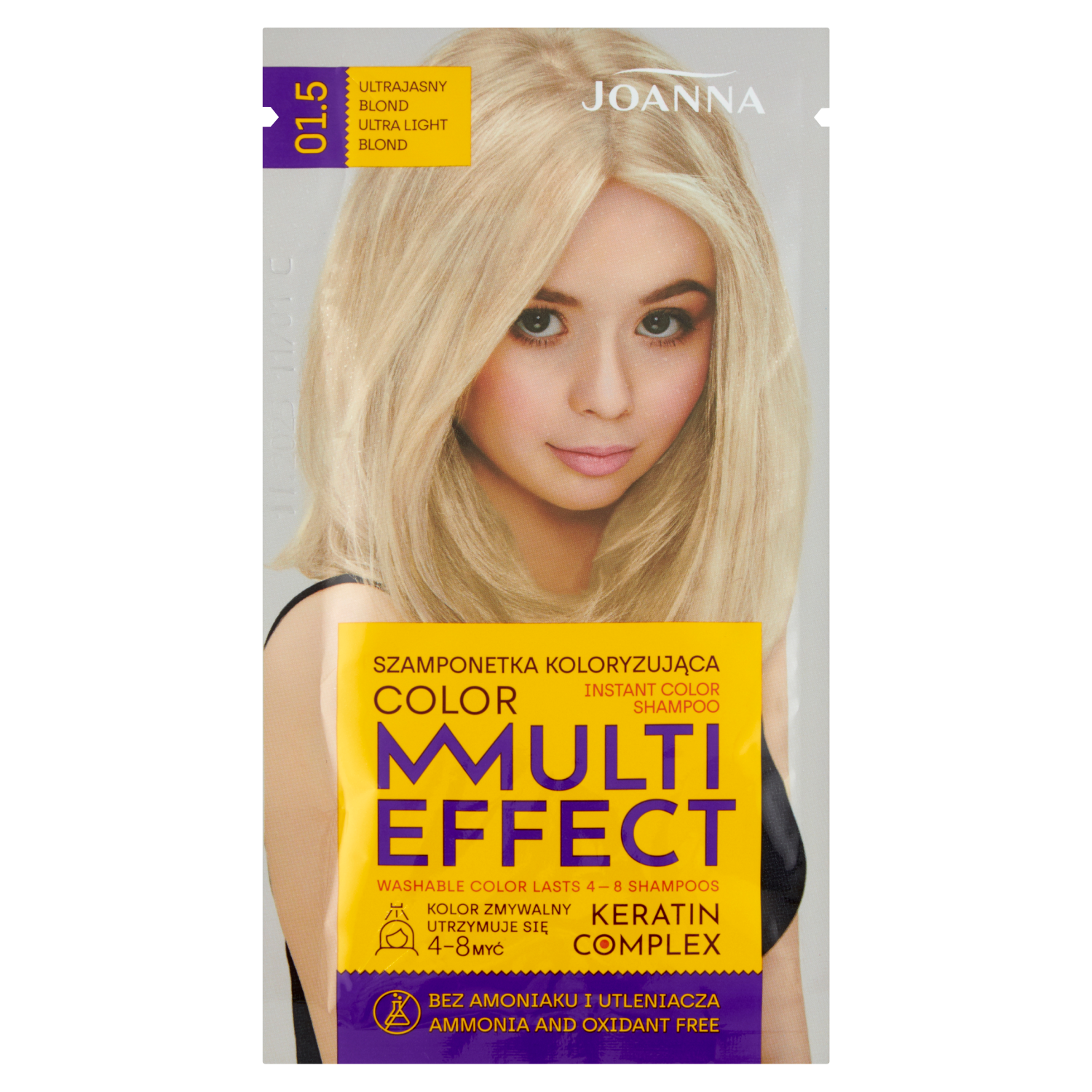 Joanna Multi Effect szampon koloryzujący do włosów 01.5 ultra jasny blond, 35 g
