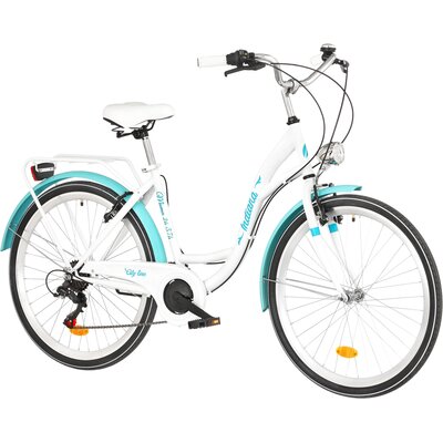 Rower miejski INDIANA Moena S7B 26 cali damski Biało-lazurowy
