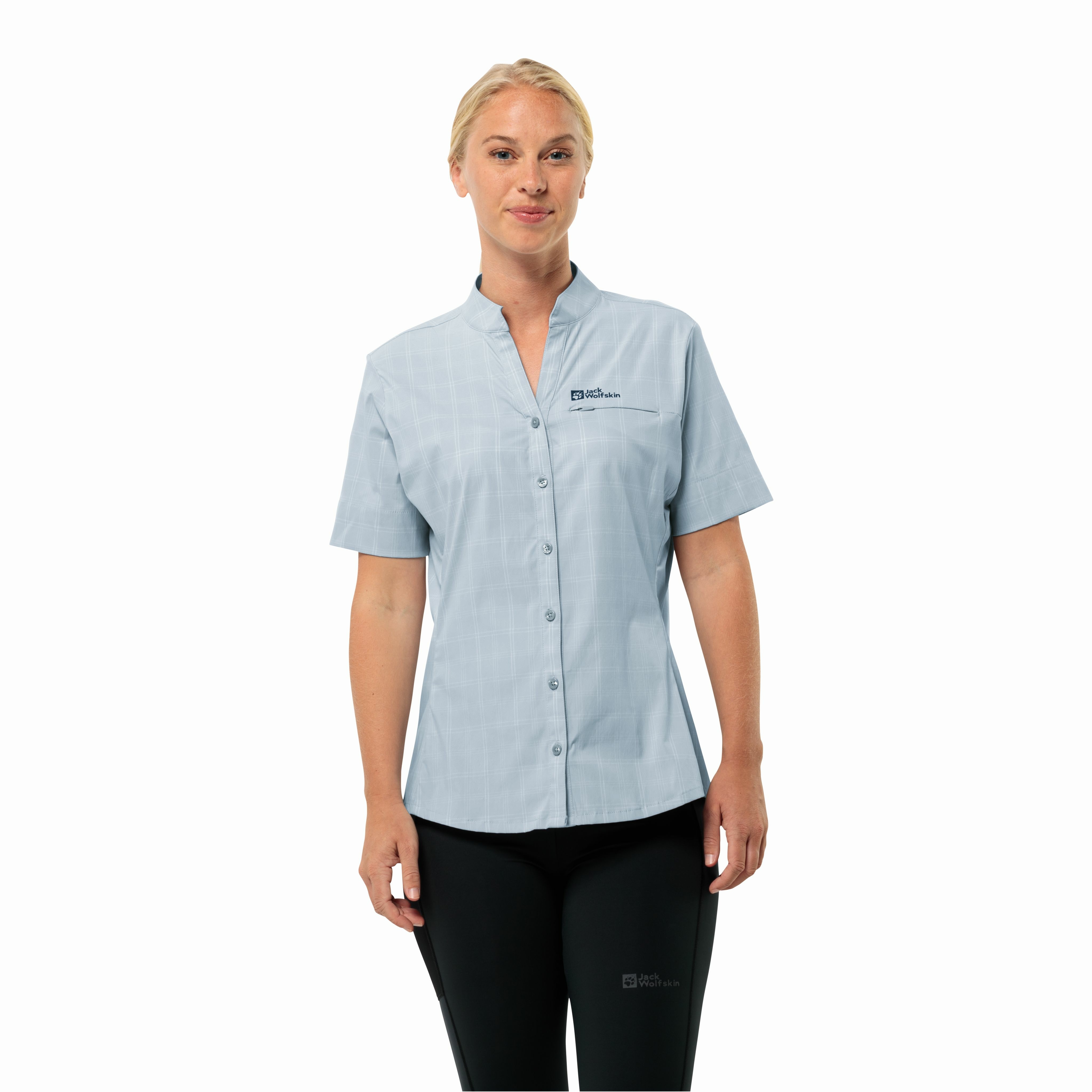 Damska koszula Jack Wolfskin NORBO S/S SHIRT W soft blue check - XS